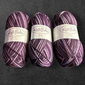Knit picks stroll fingering Pansy multi lot of 3 #74972 merino wool, nylon